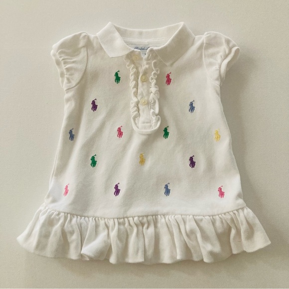 Ralph Lauren 6 Months Baby Girl White Polo Dress Spring Summer - Picture 1 of 3